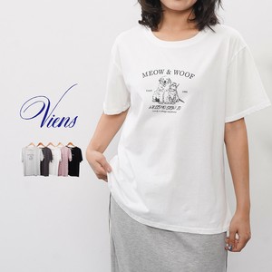 【新作】犬＆猫プリントTシャツ　カットソー　半袖　綿　コットン100　5色展開