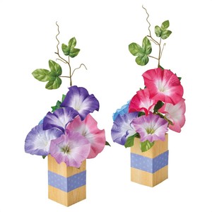 夏装飾　夏の花　朝顔　あさがお造花スクエアポット　2個組