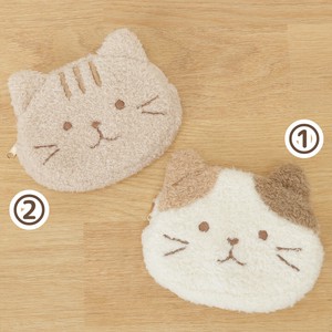 ふくふくにゃんこ ぽわぽわフラットフェイスポーチ  猫/ギフト/ポーチ/小物入れ/コスメ/旅行/持ち運び/収納