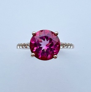 Silver-Based Topaz/Citrine Ring Pink candy Rings