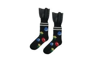 FAKUI　MESH FRILL FLOWER JACQUARD SOCKS　BLACK　メッシュフリルフラワージャガードソックス