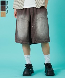 ツイルブラスト加工ダブルニーショートパンツ