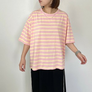 即納【2025新作】マルチボーダーTシャツ　カラーボーダー　半袖　プルオーバー　ビッグ　春夏