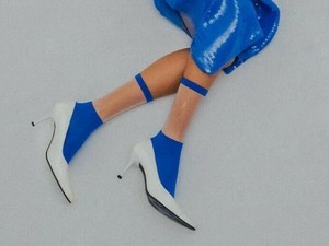 FAKUI SWITCHING SEE-THROUGH SOCKS BLUE　　切り替えシースルーソックス