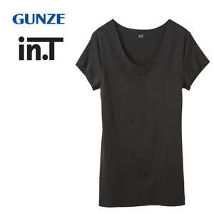 グンゼ インナーTシャツ in.T クルーネック 短袖 汗取りパッド付き ブラック M YV2613P