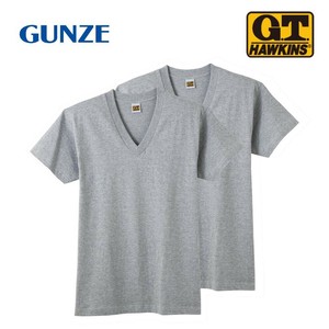 グンゼ インナーTシャツ G.T.HAWKINS 半袖 Vネック 2枚組 グレーモク LL HK10152