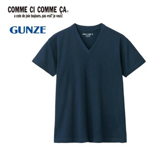 グンゼ インナーTシャツ コムシコムサ 半袖 Vネック 2枚組 ネービーブルー M CC23152