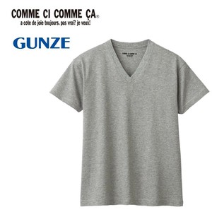 グンゼ インナーTシャツ コムシコムサ 半袖 Vネック 2枚組 グレーモク L CC23152