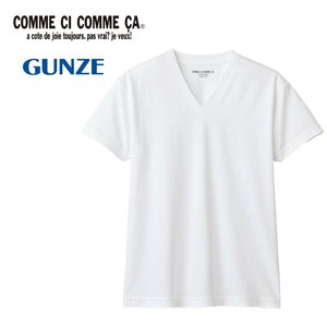 グンゼ インナーTシャツ コムシコムサ 半袖 Vネック 2枚組 ホワイト LL CC23152