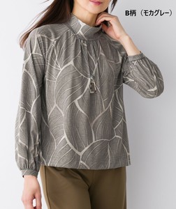 Button Shirt/Blouse Gathered Blouse High-Neck Made in Japan