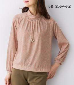 Button Shirt/Blouse Gathered Blouse High-Neck Made in Japan