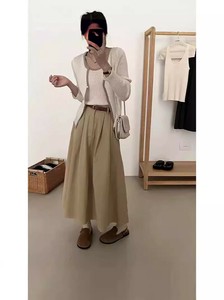 ナチュラルカラーニットカーディガン＆ロングスカートセットアップ