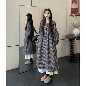 ナチュラルギンガムチェックロングワンピース レディース