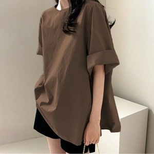 オーバーサイズ半袖コットントップス／リラックスカジュアルTシャツ