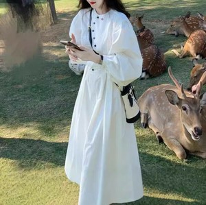 ワンピース 春 長袖 無地 ゆったり 快適 レディース ファッション BQ7371