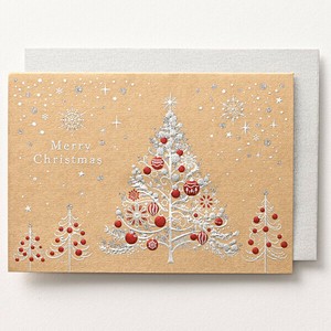 クリスマスカード ■クリスマスツリー ■箔押し、エンボス加工、グリッター付 ■二つ折り無地中紙付