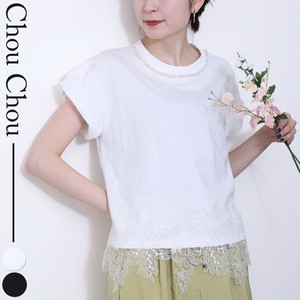 首元パール付レースTシャツ 2025人気 新作 chouchou東京