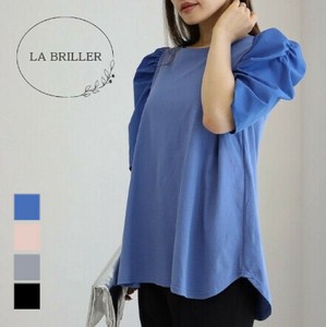 【LA BRILLER】布帛切り替えギャザースリーブTシャツ