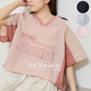 【2025SS新作入荷】裾ドロストナイロンロゴプリントトップス　SKYpink東京
