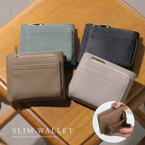 三つ折り財布 ミニ財布 ウォレット カード お札入れ  L字ファスナー シボ ドーラ