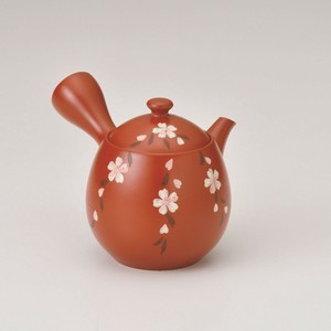 富仙 玉子急須 朱 しだれ桜 Y3040