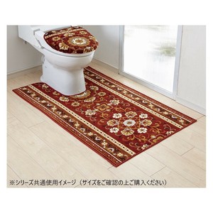 アラベスク トイレマット(抗菌防臭 吸水速乾) 日本製 65×115cm エンジ
