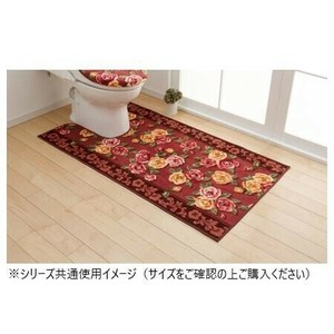 エレガントローズ トイレマット(抗菌防臭 吸水速乾) 日本製 80×145cm エンジ
