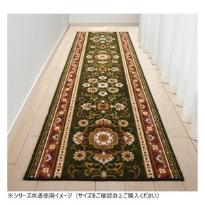 アラベスク 廊下敷きマット(抗菌防臭 吸水速乾) 日本製 65×180cm グリーン
