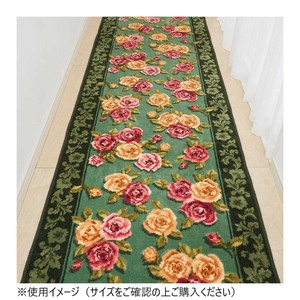 エレガントローズ 廊下敷きマット(抗菌防臭 吸水速乾) 日本製 80×120cm グリーン