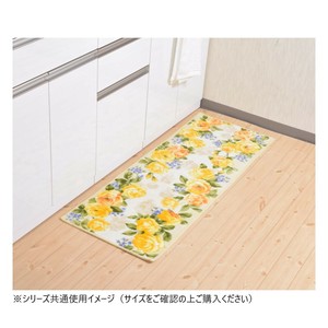 ラインローズ キッチンマット(抗菌防臭 吸水速乾) 日本製 45×240cm イエロー