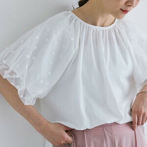 【アウトレット価格】袖バルーンドットチュールカットソー 24148