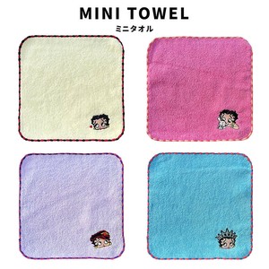 MINI TOWEL ミニ タオル Betty Boop 刺繍入り ハンカチ コンパクト バッグ ポケット コットン