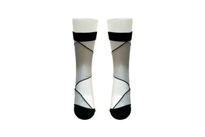 FAKUI COLOR BLOCKED SEE-THROUGH SOCKS 　SILVER　シースルーグリッターソックス