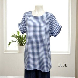 Button Shirt/Blouse Gingham Check Cotton