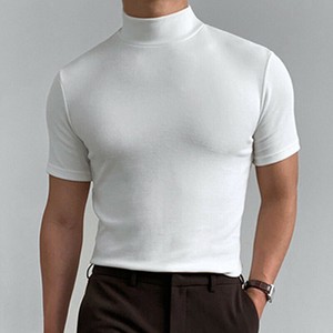 Tシャツ 半袖 ハイネック 無地 快適 メンズ ファッション  BQ7427