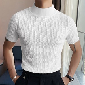 Tシャツ ハイネック 半袖 無地  快適 メンズ ファッション BQ7442