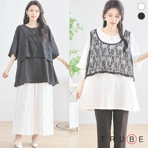【2025新作】【L〜LL】レース切替リラックスシルエットチュニック(N12-492)(7号店）FM7