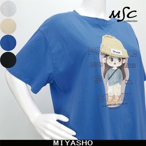ガールプリント　ニット帽アップリケ　Tシャツ　ゆったり　プルオーバー