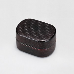 あじろ竹籠 小判弁当箱 溜　【日本製 モダン 和】