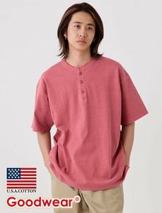 【2025春夏新作】USAコットン製品染めヘンリーネックBIGTシャツ