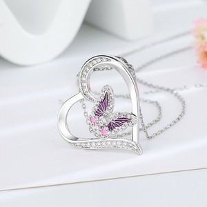 ハート　蝶　ネックレス ネックレス レディース　ネックレス シルバー925　メッキ ネックレス シルバー