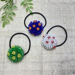ヘアアクセサリー　ヘアゴム　ビーズ　ハンドメイド　インドネシア　お花　カラフル