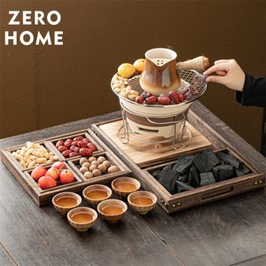 木製7点セット スイーツプレート＆ドライフルーツトレー 茶器用トレイ