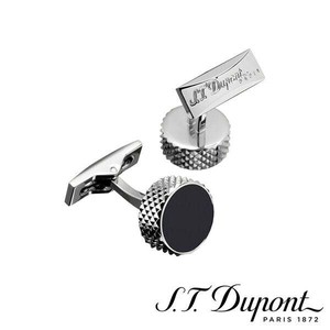 S.T. Dupont　エス・テー・デュポン　カフリンクス　ラウンド　ブラックラッカー&パラディウム　005597