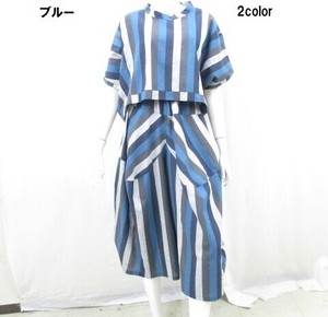 【夏物新商品】綿ストライプ柄デザインパンツスーツ