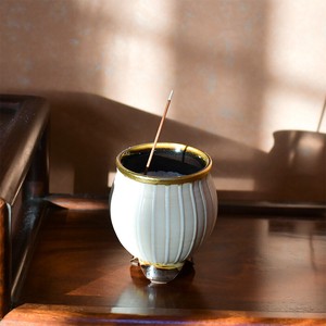 Shun Yoshino Stripe Incense Burner / Gold / [ Pottery ]
