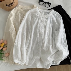 Button Shirt/Blouse Ladies fashion Round Neck