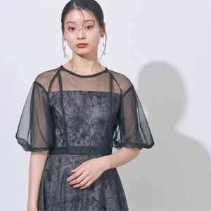 パフスリーブチュールスパンコールOP パーティードレス フォーマルドレス 結婚式 お呼ばれ 同窓会