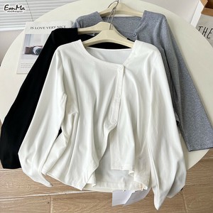 アシメデザイン長袖Tシャツ 無地 カジュアル 春 秋   【2025SS】 EH2797