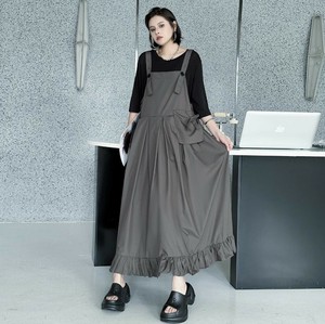 u27528 トップス レディース ロングワンピース ゆったり サロペット 2色 日系スタイル 2025春夏新作